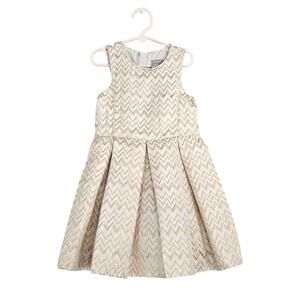 Tahari Girls Trophy Rose Gold Chevron Dress - size 6 Girls - EUC